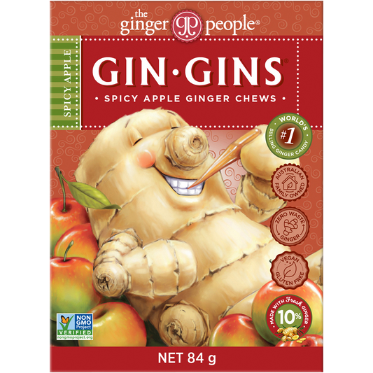 The Ginger People Gin Gins Ginger Candy Chews Spicy Apple - Box of 12