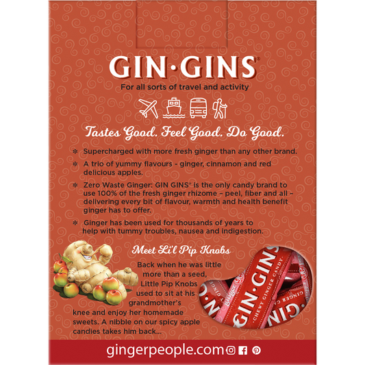 The Ginger People Gin Gins Ginger Candy Chews Spicy Apple - Box of 12