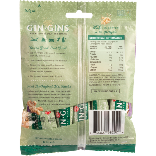 The Ginger People Gin Gins Ginger Candy Bag Chewy Original - Box of 12