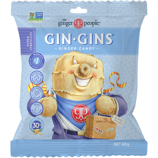 The Ginger People Gin Gins Ginger Candy Bag Super Strength - Box of 12