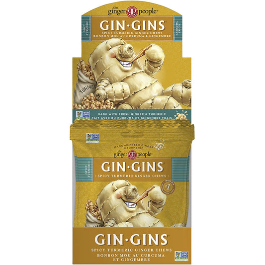 THE GINGER PEOPLE Gin Gins Ginger Candy Bag Chewy Spicy Turmeric 12 x 60g