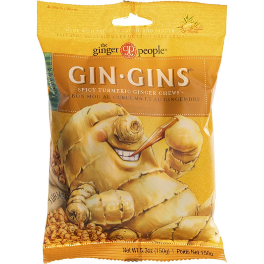 THE GINGER PEOPLE Gin Gins Ginger Candy Chewy Spicy Turmeric 12 x 150g