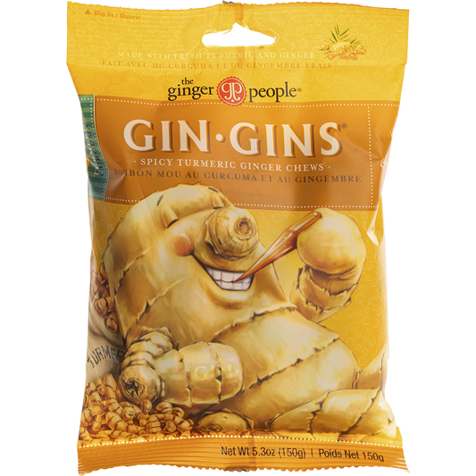 The Ginger People Gin Gins Ginger Candy Chewy Spicy Turmeric - Box of 12