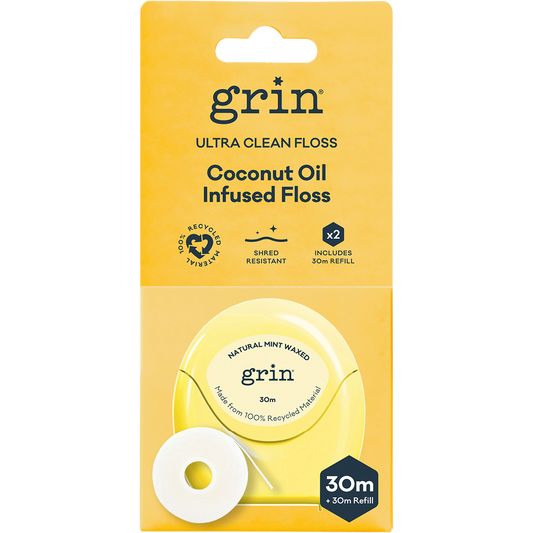 Grin Ultra Clean Floss Coconut Oil Infused 30m + Refill - Box of 8