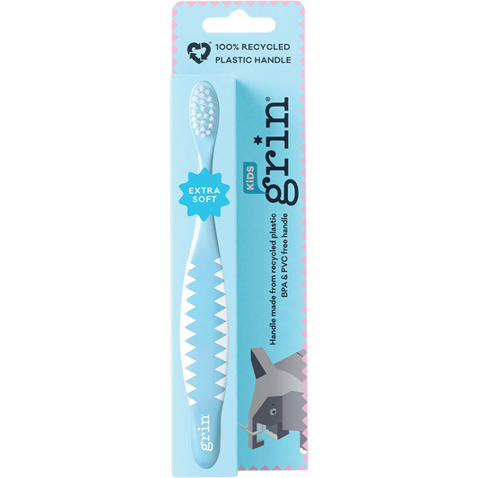 Grin 100% Recycled Toothbrush Kids Extra Soft Pink, Blue - Box of 8