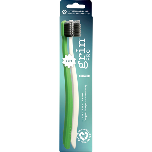 Grin Pro Ultimate Whitening Toothbrush Soft White, Green - Box of 8