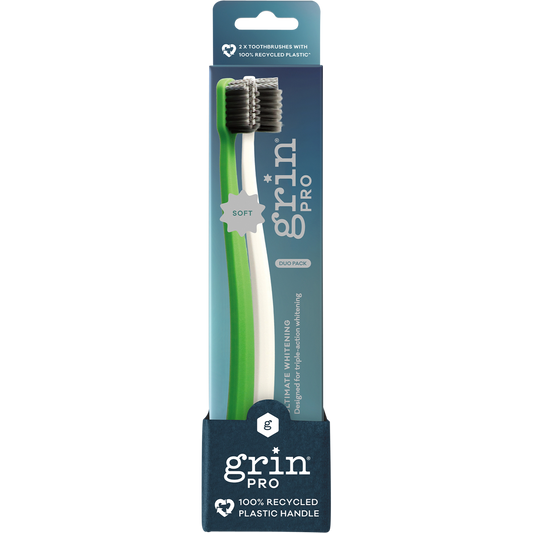 Grin Pro Ultimate Whitening Toothbrush Soft White, Green - Box of 8