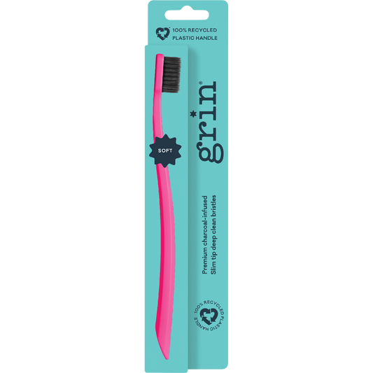 Grin 100% Recycled Toothbrush Soft Fuchsia, Lemon - Box of 8
