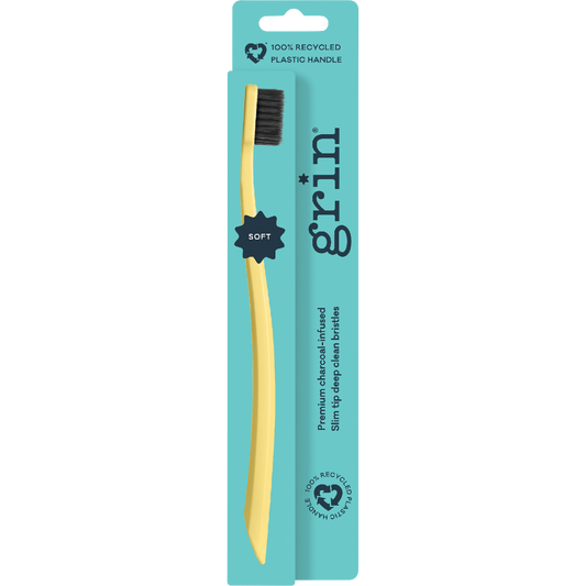 Grin 100% Recycled Toothbrush Soft Fuchsia, Lemon - Box of 8