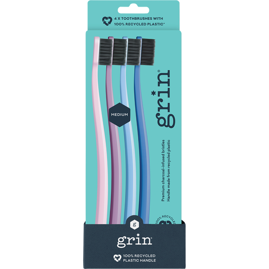 Grin 100% Recycled Toothbrush Medium Purple - Box of 8