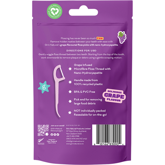 Grin Ultra Smooth Floss Picks Grape Flavoured