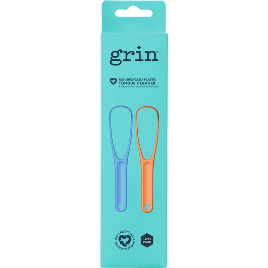 Grin 100% Recycled Plastic Tongue Cleaner Orange, Blue - Box of 8