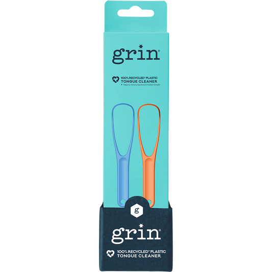 Grin 100% Recycled Plastic Tongue Cleaner Orange, Blue - Box of 8