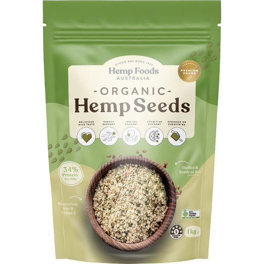 HEMP FOODS AUSTRALIA Organic Hemp Seeds Hulled 1 x 1kg