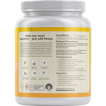 HEMP FOODS AUSTRALIA Organic Hemp Gold Protein 1 x 1.5kg