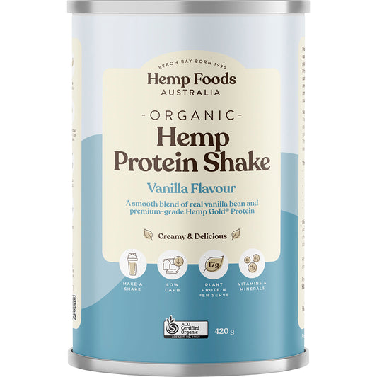 HEMP FOODS AUSTRALIA Organic Hemp Protein Shake Vanilla 1 x 420g