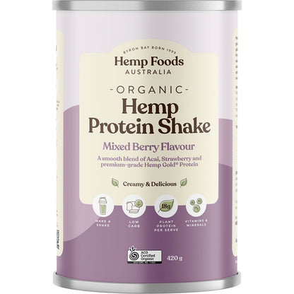 HEMP FOODS AUSTRALIA Organic Hemp Protein Shake Mixed Berry 1 x 420g