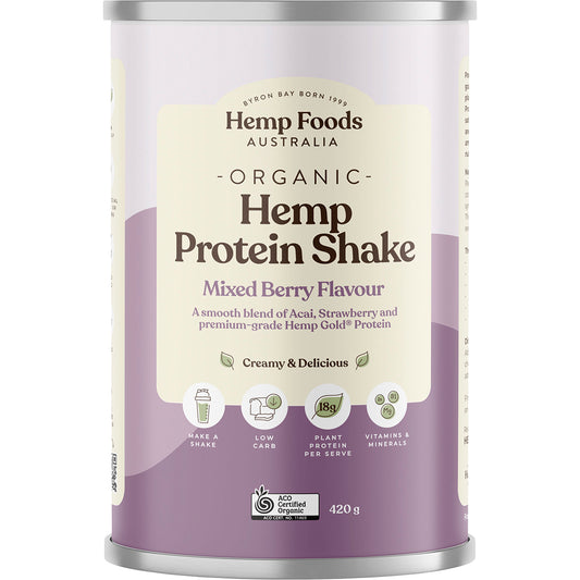 HEMP FOODS AUSTRALIA Organic Hemp Protein Shake Mixed Berry 1 x 420g