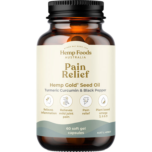 HEMP FOODS AUSTRALIA Pain Relief with Hemp Gold Seed Oil 1 x 60 Caps
