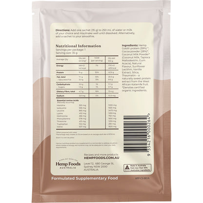 HEMP FOODS AUSTRALIA Organic Hemp Protein Shake Chocolate 7 x 35g