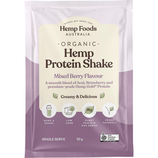 HEMP FOODS AUSTRALIA Organic Hemp Protein Shake Mixed Berry & Acai 7 x 35g