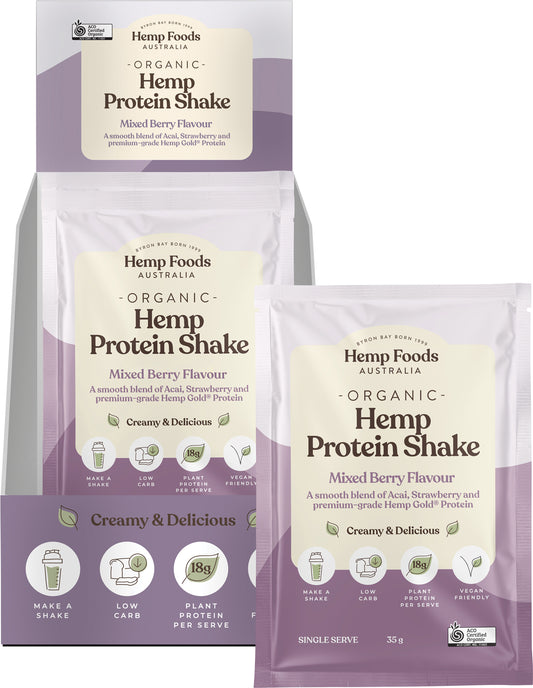 HEMP FOODS AUSTRALIA Organic Hemp Protein Shake Mixed Berry & Acai 7 x 35g