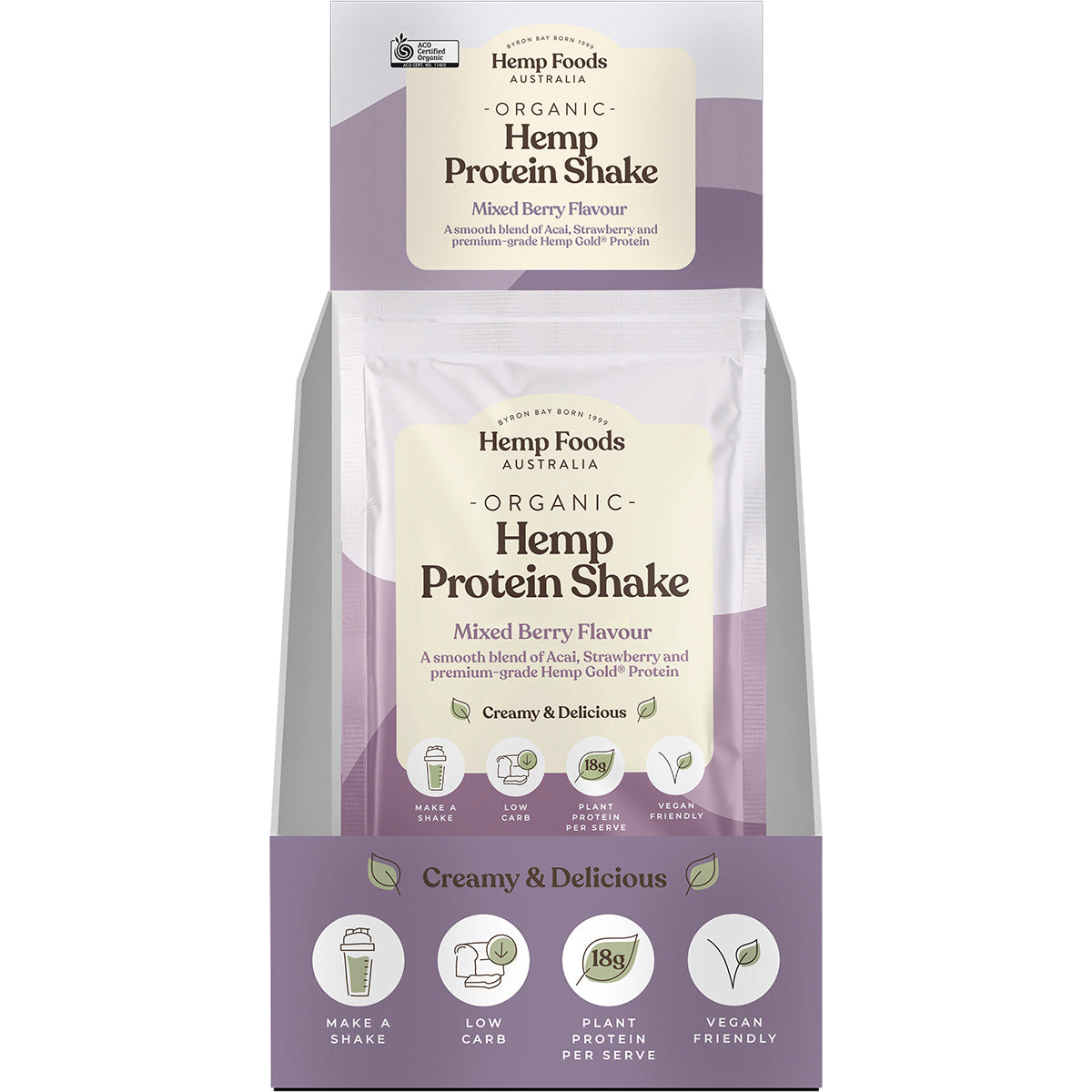 HEMP FOODS AUSTRALIA Organic Hemp Protein Shake Mixed Berry & Acai 7 x 35g