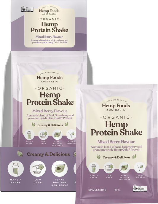 Hemp Foods Australia Organic Hemp Protein Shake Mixed Berry & Acai - Box of 7