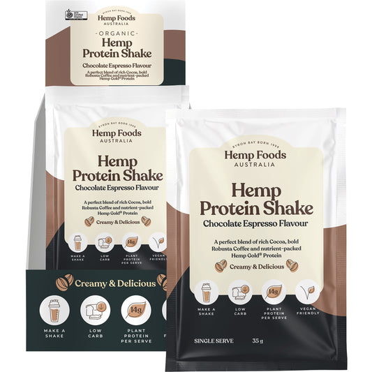 HEMP FOODS AUSTRALIA Organic Hemp Protein Shake Chocolate Espresso 7 x 35g