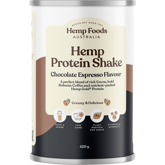 HEMP FOODS AUSTRALIA Organic Hemp Protein Shake Chocolate Espresso 1 x 420g