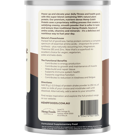 HEMP FOODS AUSTRALIA Organic Hemp Protein Shake Chocolate Espresso 1 x 420g