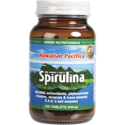 GREEN NUTRITIONALS Hawaiian Pacifica Spirulina Tablets 500mg 1 x 100 Tabs