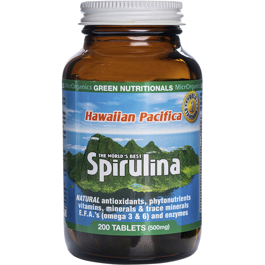 GREEN NUTRITIONALS Hawaiian Pacifica Spirulina Tablets 500mg 1 x 200 Tabs