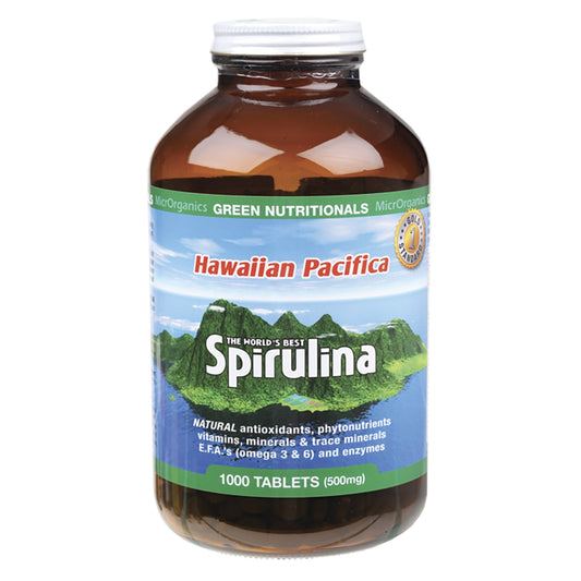 GREEN NUTRITIONALS Hawaiian Pacifica Spirulina Tablets 500mg 1 x 1000 Tabs