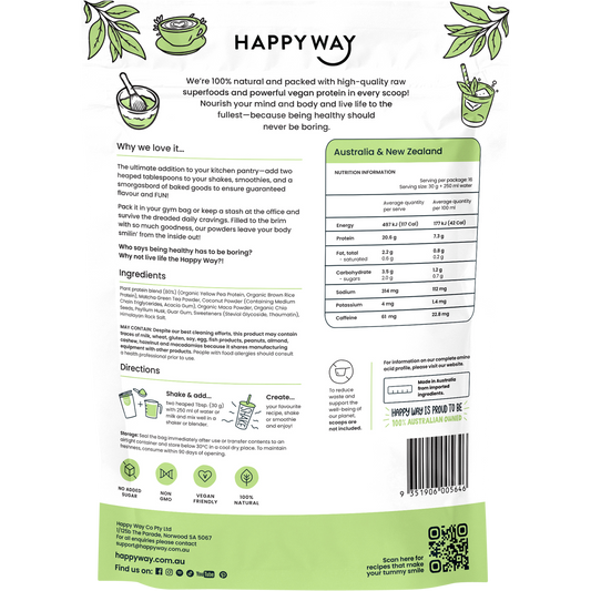 Happy Way Vegan Protein Powder Matcha Latte