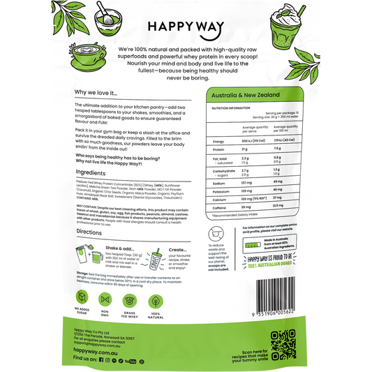 Happy Way Whey Protein Powder Matcha Latte