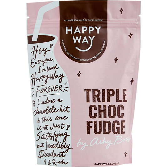 Happy Way Ashy Bines Whey Protein Powder Triple Choc Fudge