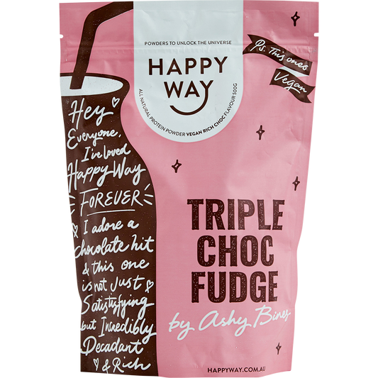 Happy Way Ashy Bines Vegan Protein Powder Triple Choc Fudge