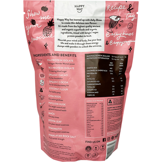 Happy Way Ashy Bines Vegan Protein Powder Triple Choc Fudge