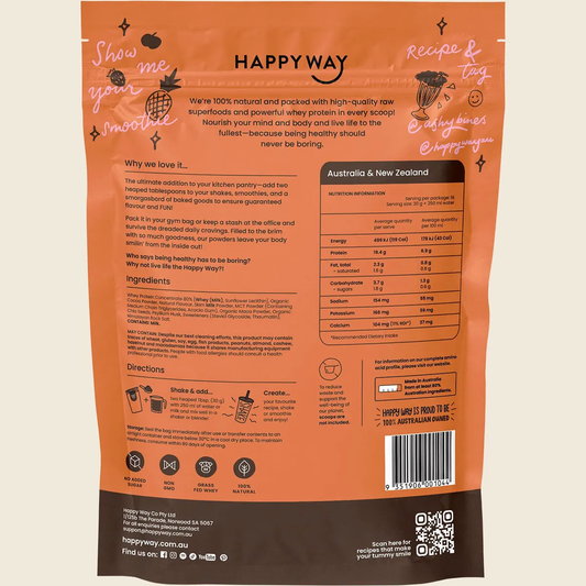 Happy Way Ashy Bines Whey Protein Powder Choc Caramel