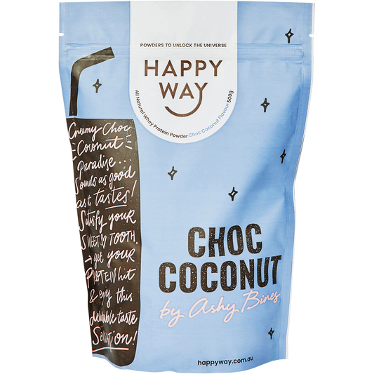 Happy Way Ashy Bines Whey Protein Powder Choc Coconut