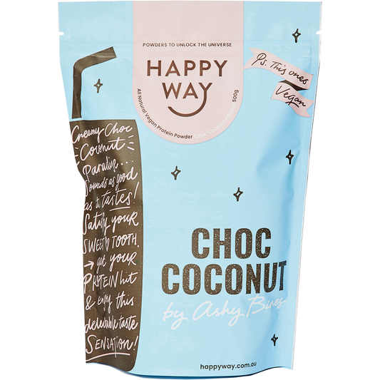 Happy Way Ashy Bines Vegan Protein Powder Choc Coconut