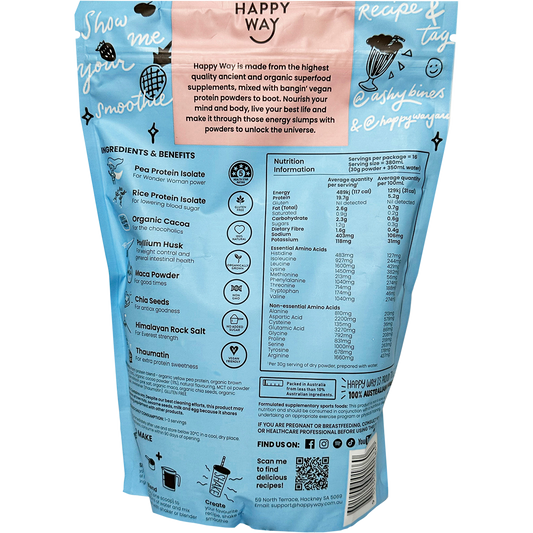 Happy Way Ashy Bines Vegan Protein Powder Choc Coconut