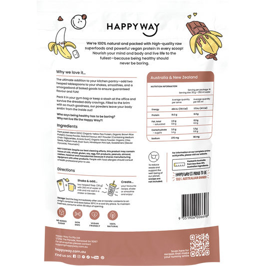 Happy Way Vegan Protein Powder Choc Banana