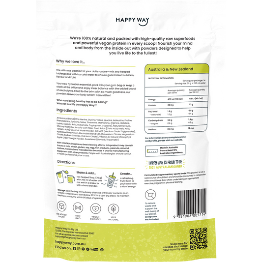 Happy Way Vegan Protein Water Sour Green Apple