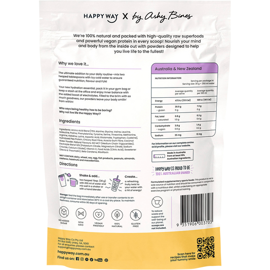 Happy Way Ashy Bines Vegan Protein Water Passionfruit