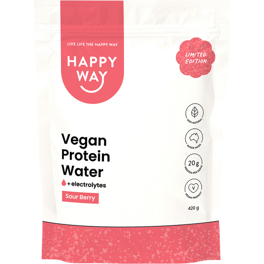 Happy Way Vegan Protein Water Powder Sour Berry
