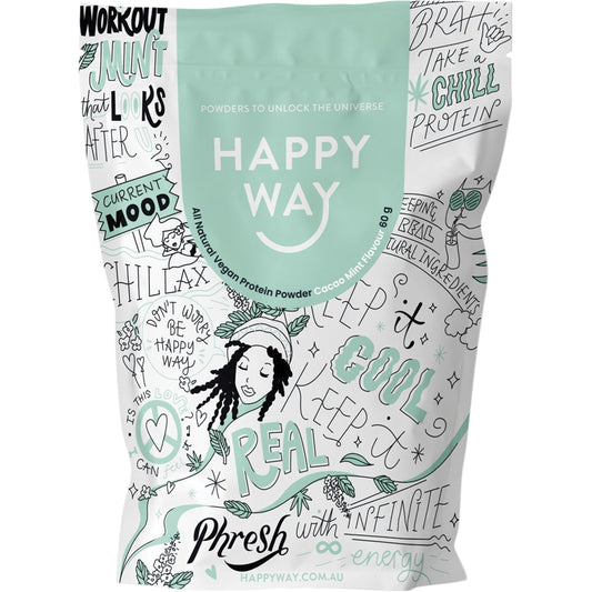 HAPPY WAY Hemp Protein Powder Cacao Mint 6 x 60g