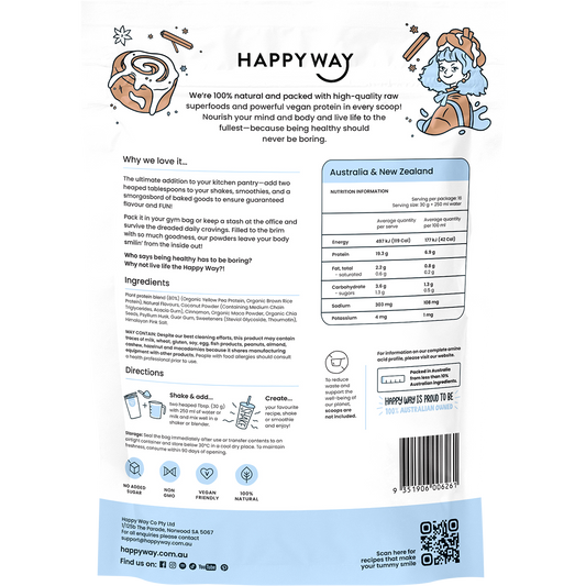 Happy Way Vegan Protein Powder Cinnamon Bun
