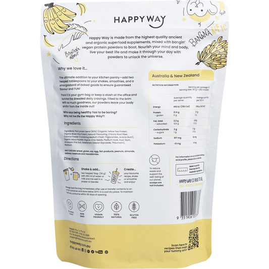 Happy Way Vegan Protein Powder Banana